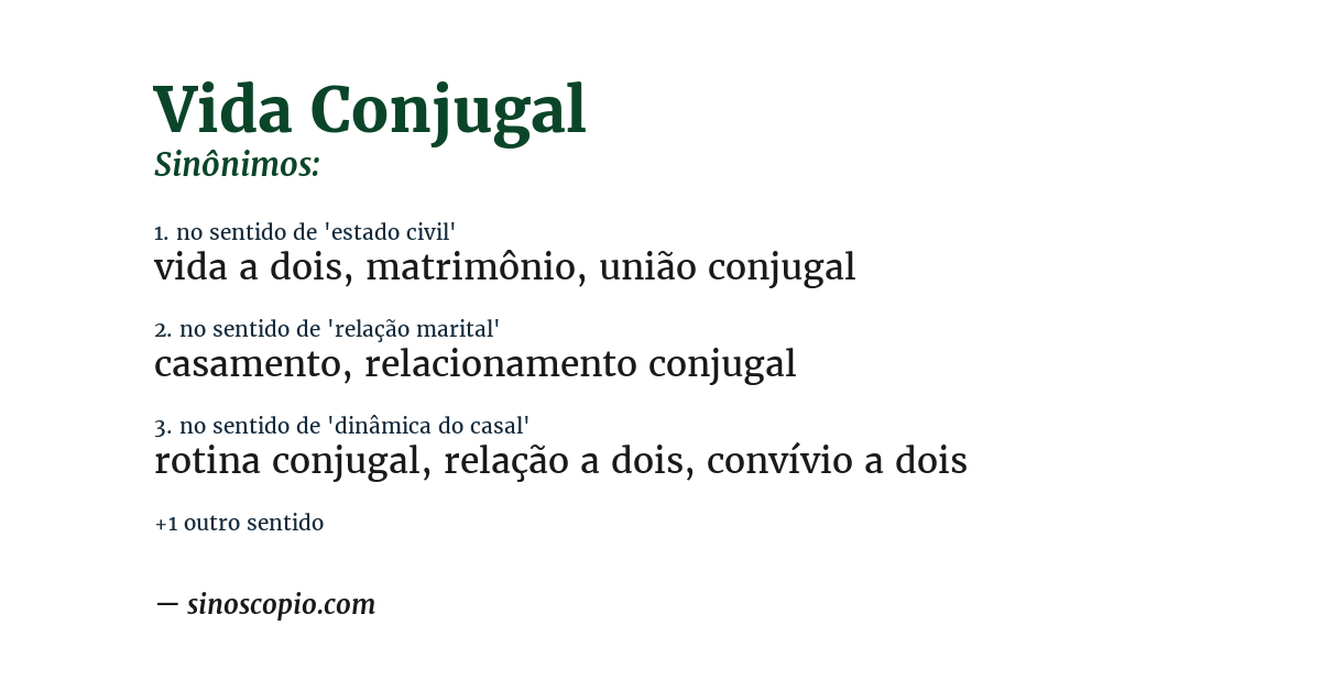 Sinônimo de vida conjugal