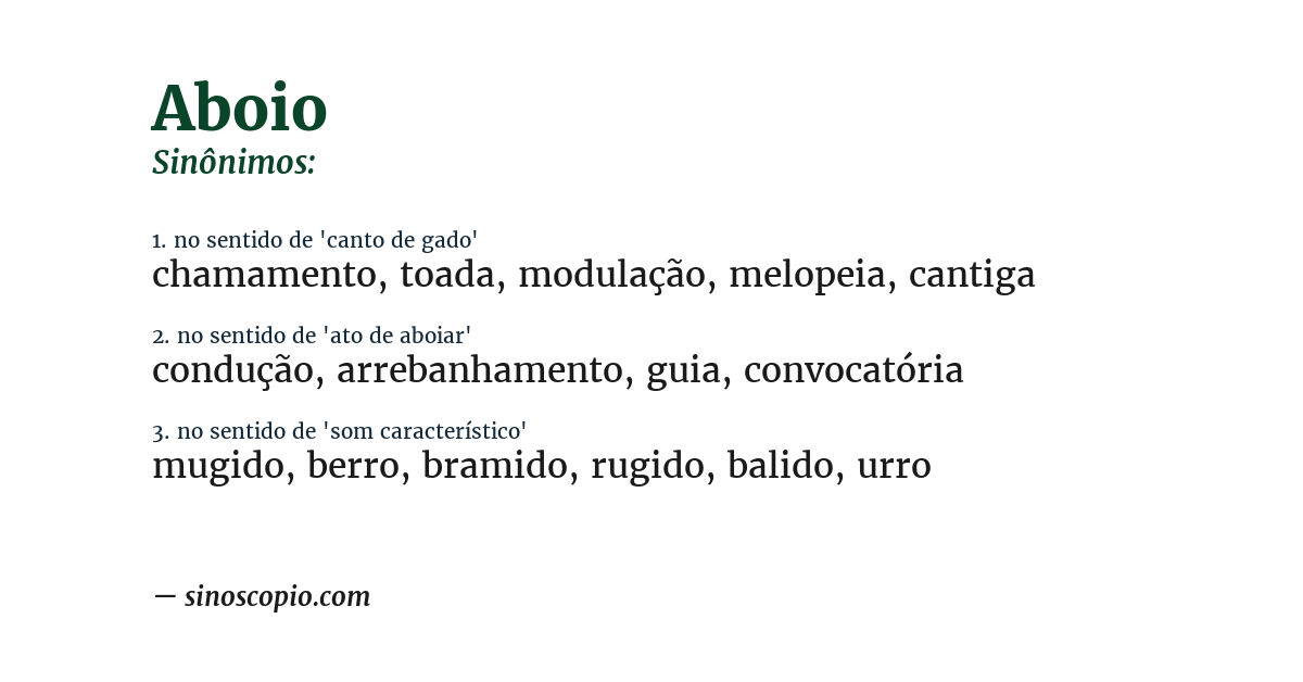 Sinônimo de aboio