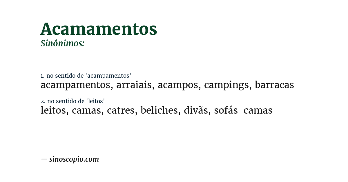Sinônimo de acamamentos