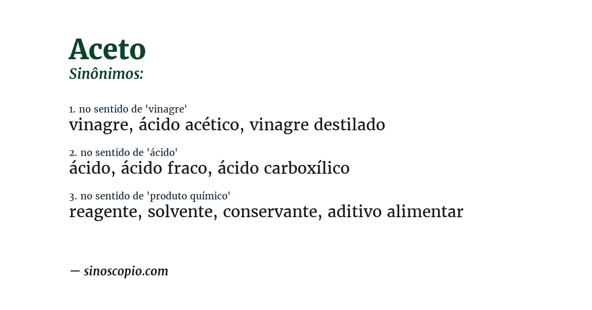 Sinônimo de aceto