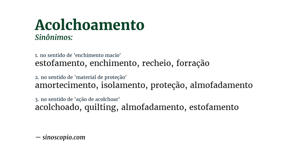 Sinônimo de acolchoamento