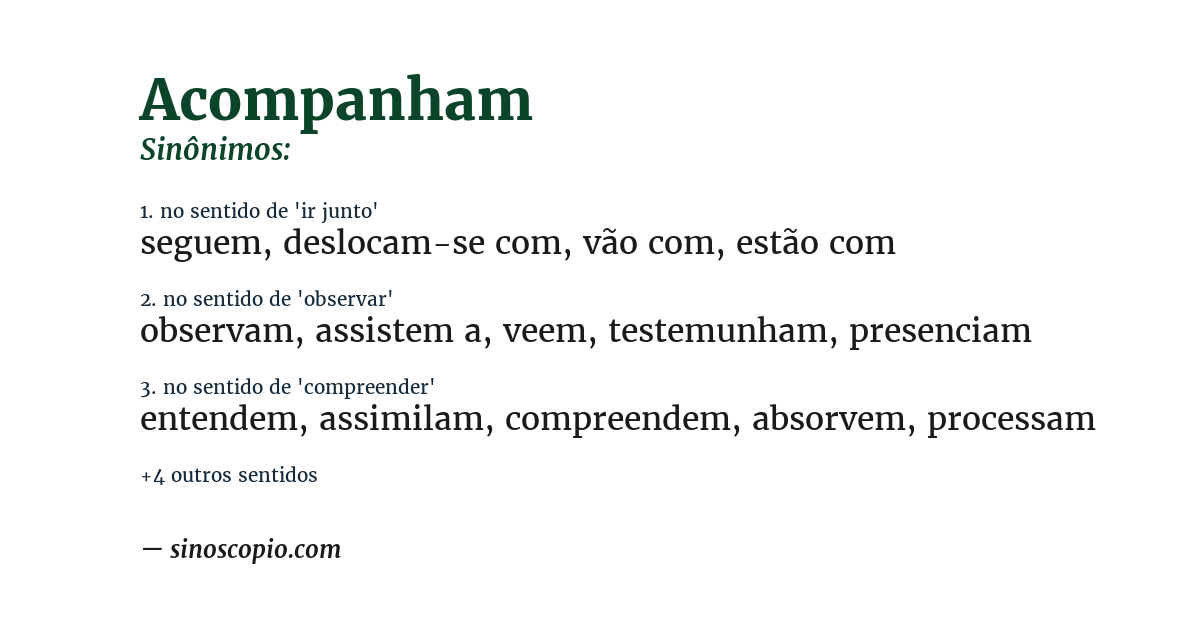 Sinônimo de acompanham