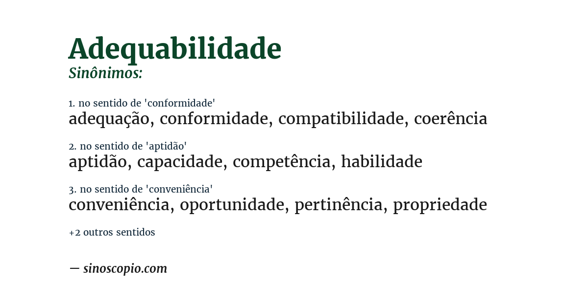 Sinônimo de adequabilidade