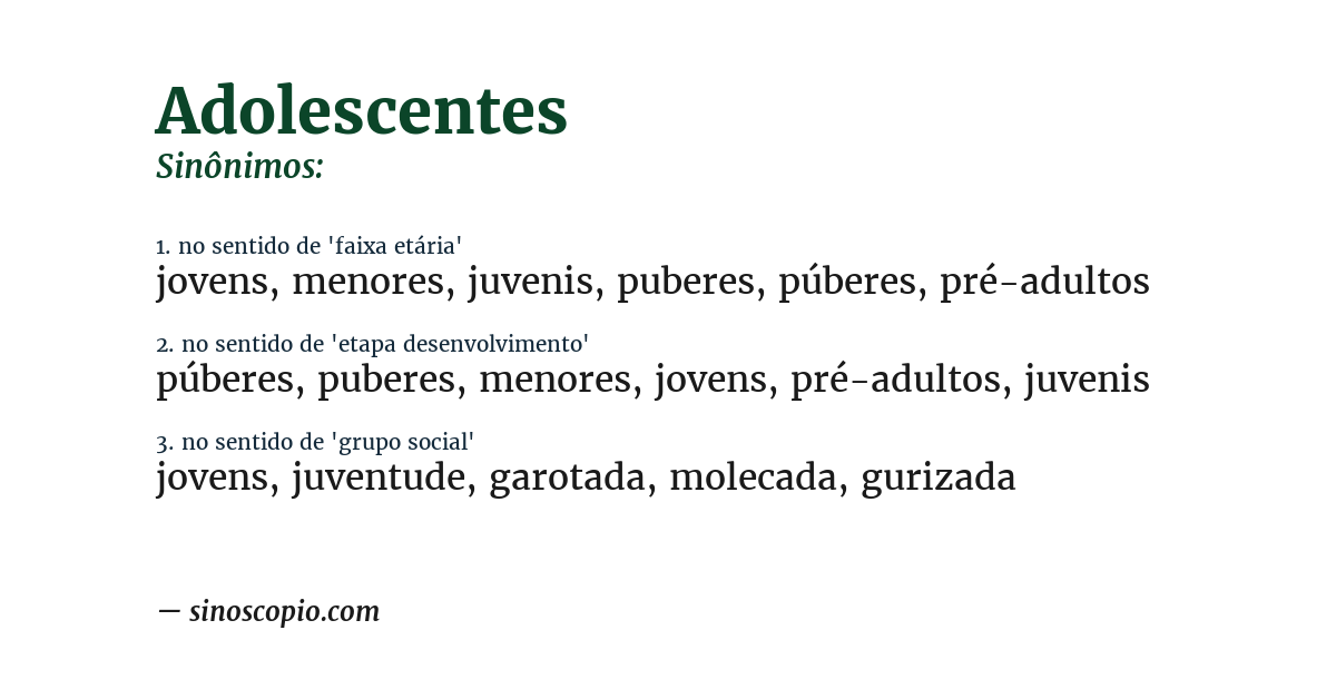 Sinônimo de adolescentes