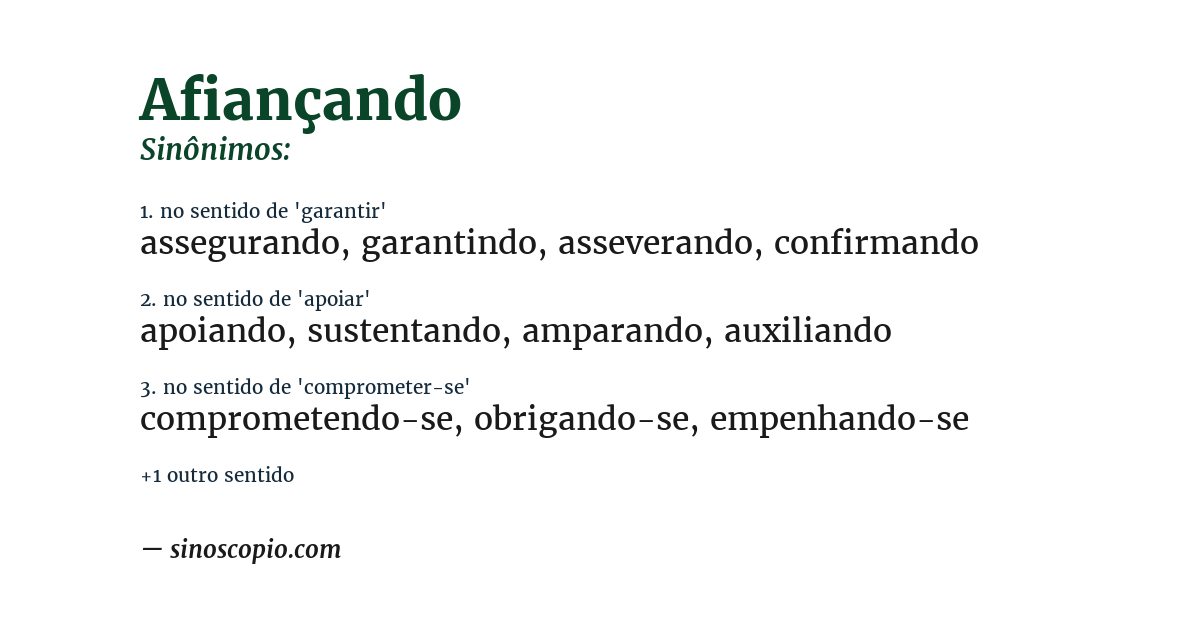 Sinônimo de afiançando