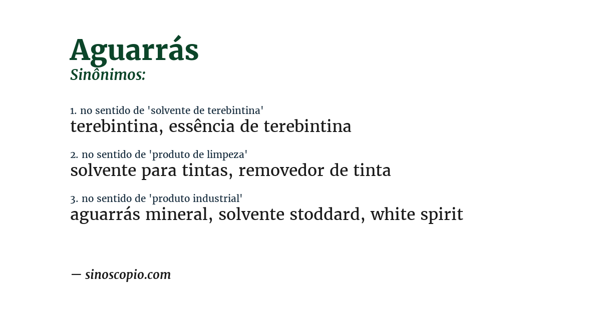 Sinônimo de aguarrás