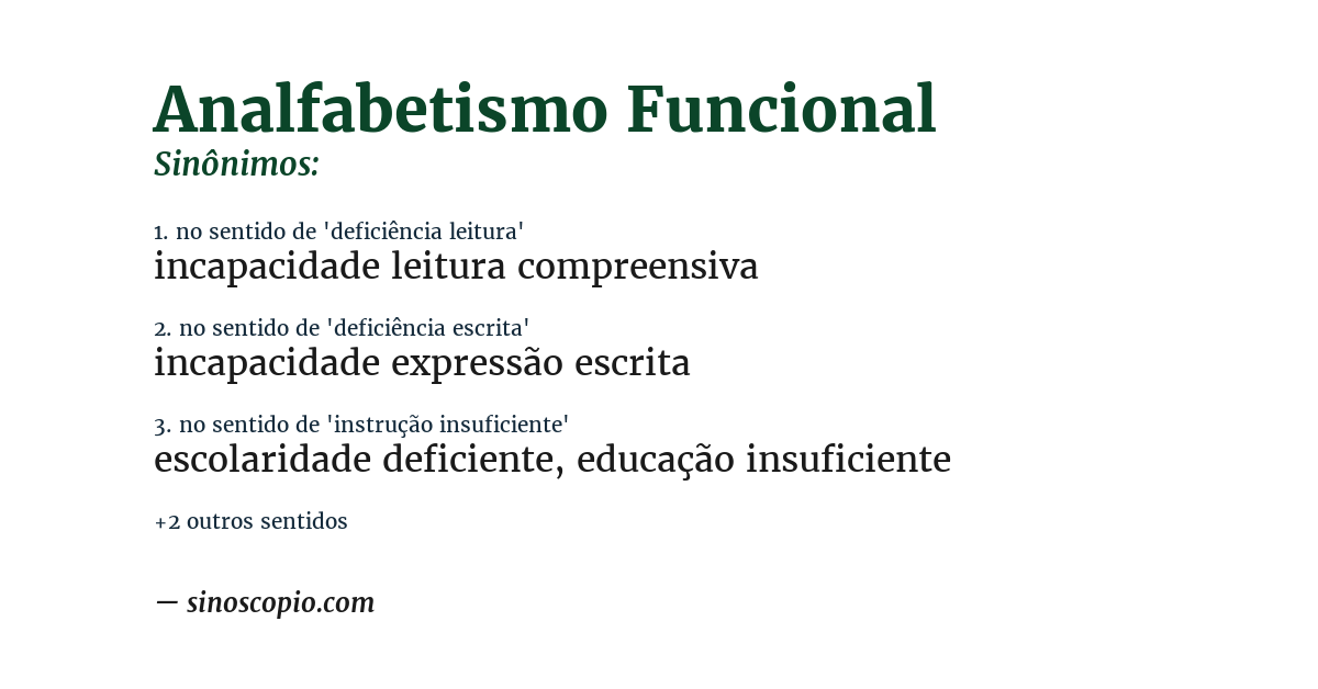 Sinônimo de analfabetismo funcional