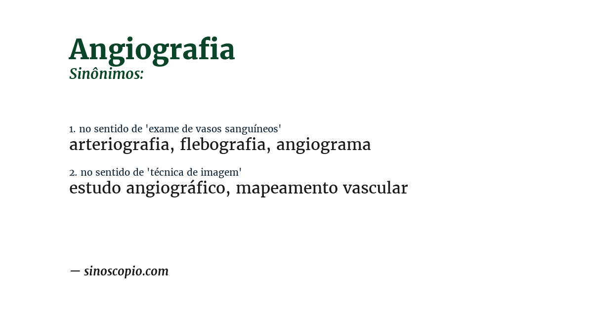 Sinônimo de angiografia