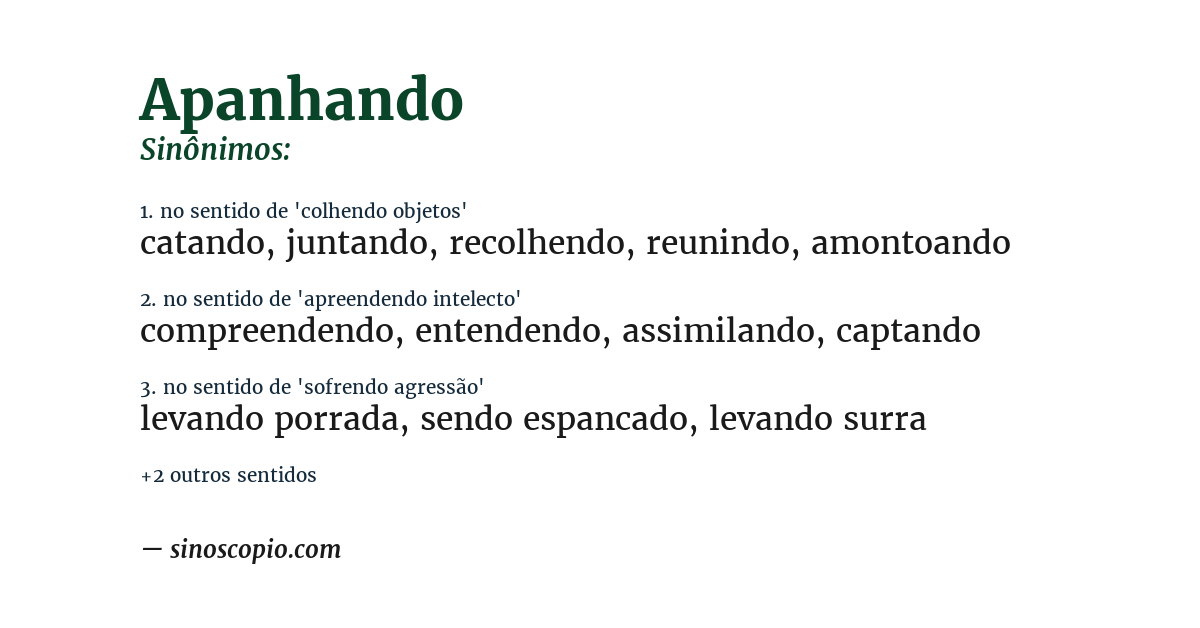 Sinônimo de apanhando