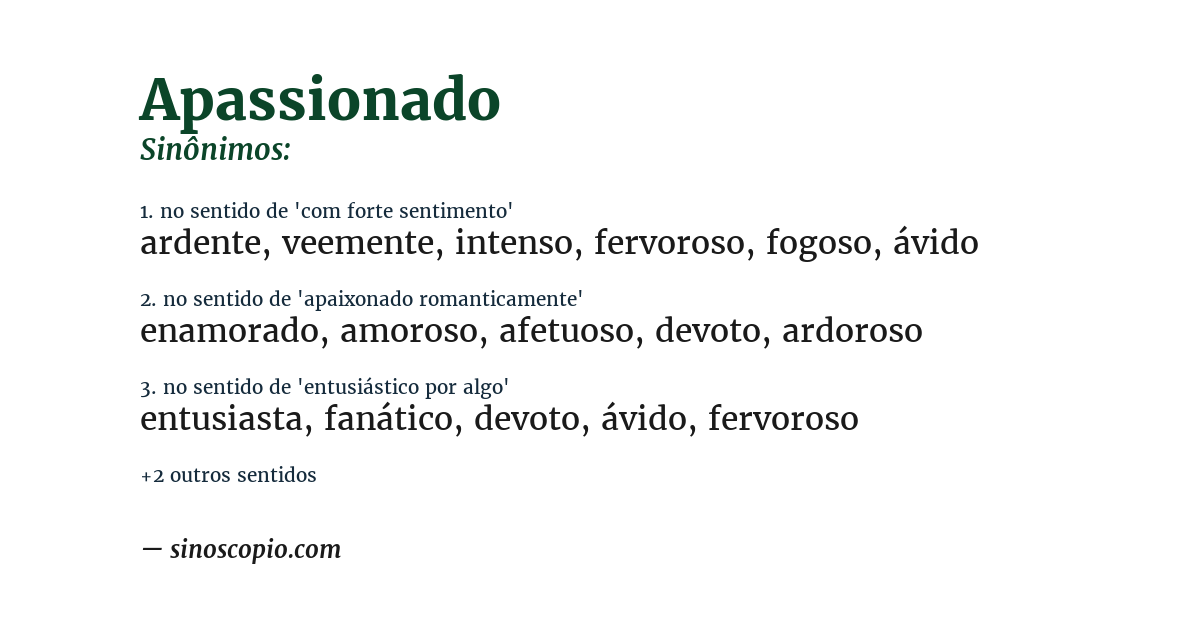 Sinônimo de apassionado