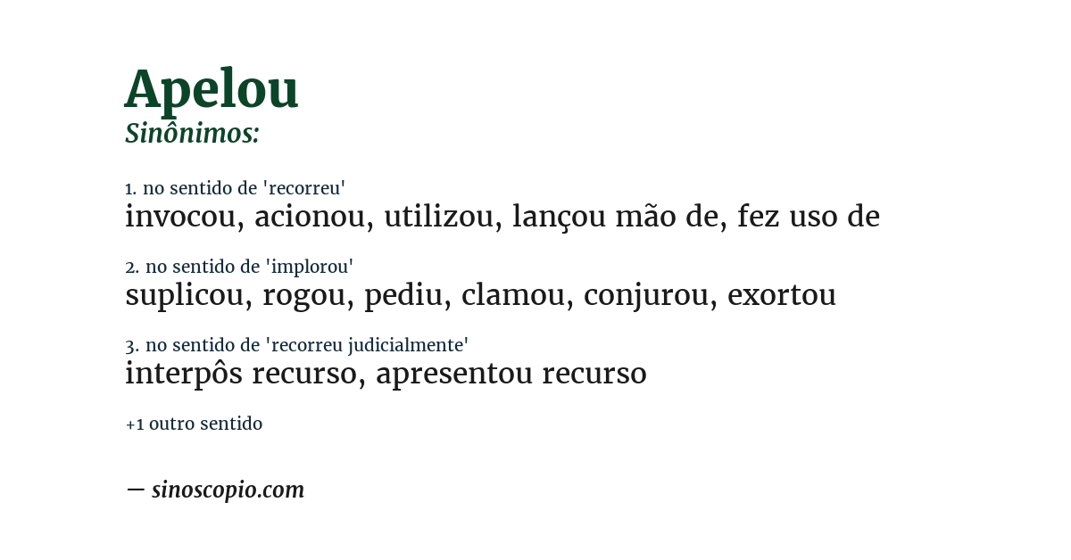 Sinônimo de apelou