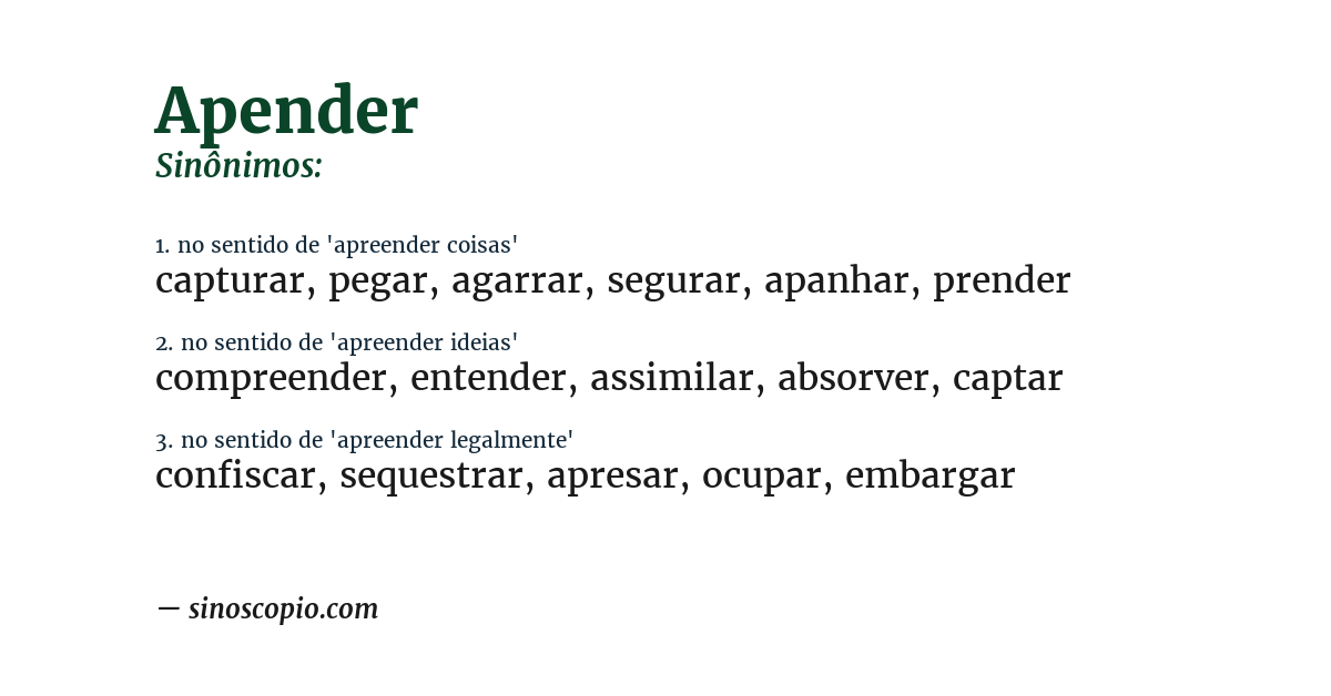 Sinônimo de apender