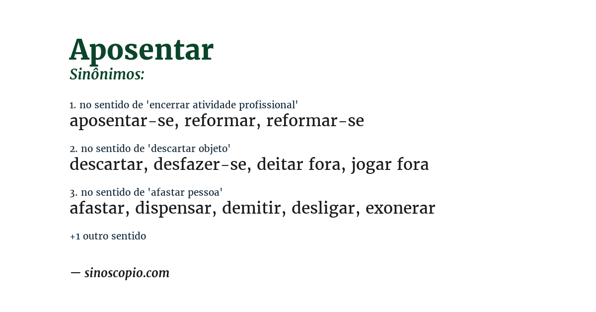 Sinônimo de aposentar