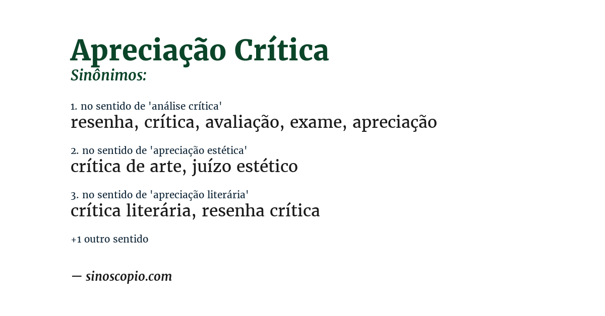 Sinônimo de apreciação crítica