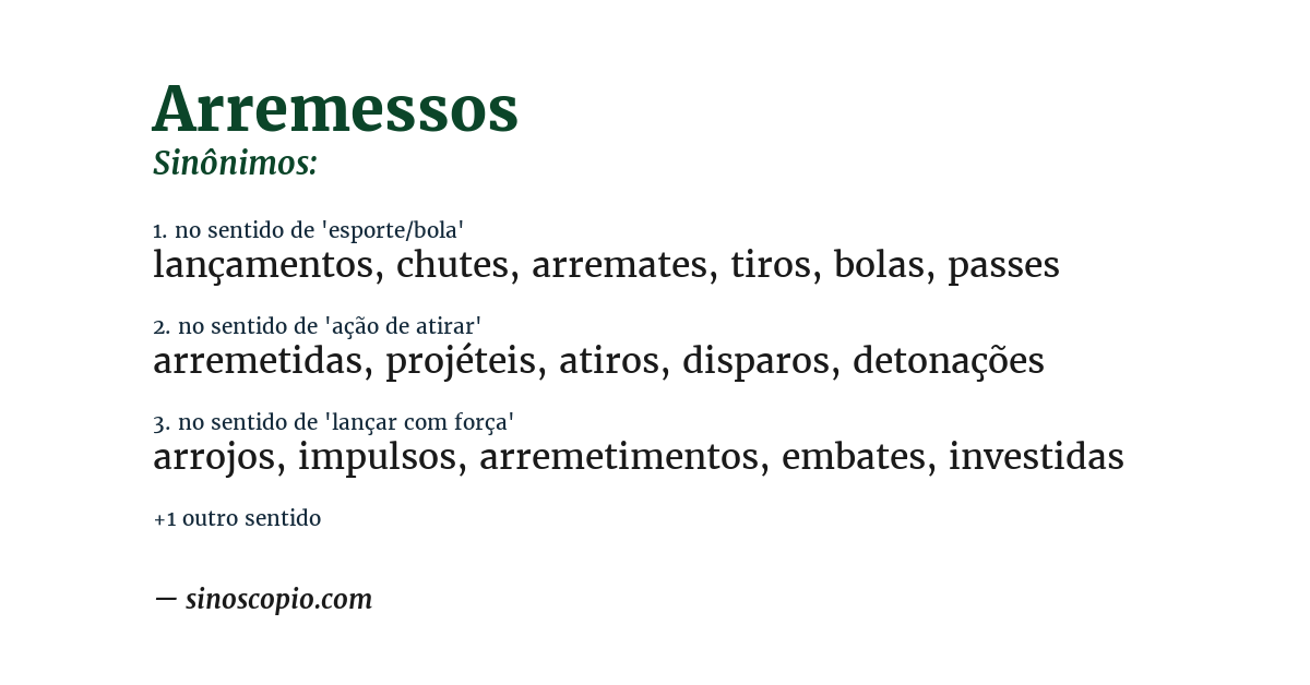 Sinônimo de arremessos