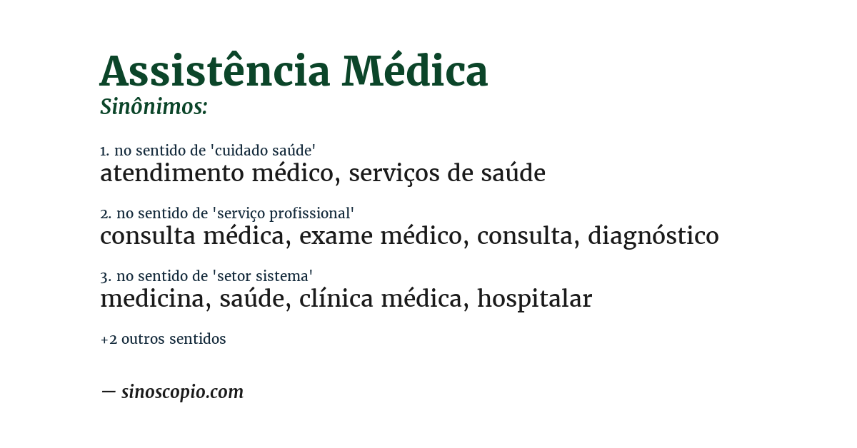 Sinônimo de assistência médica