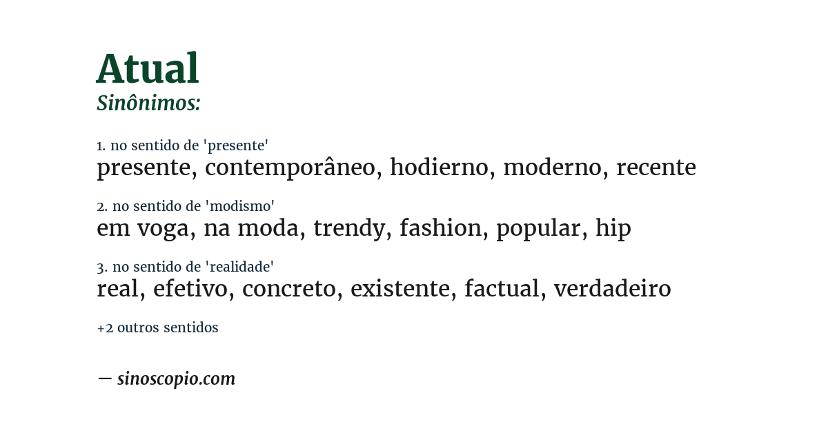 Sinônimo de atual