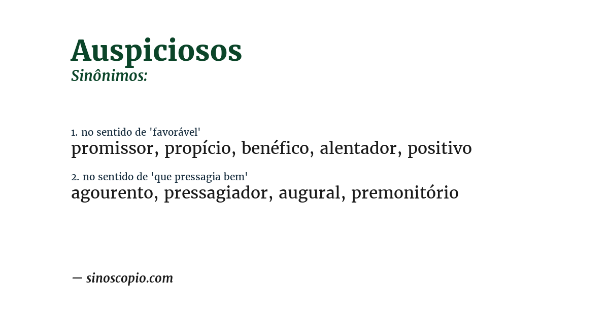 Sinônimo de auspiciosos