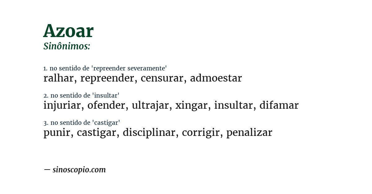 Sinônimo de azoar