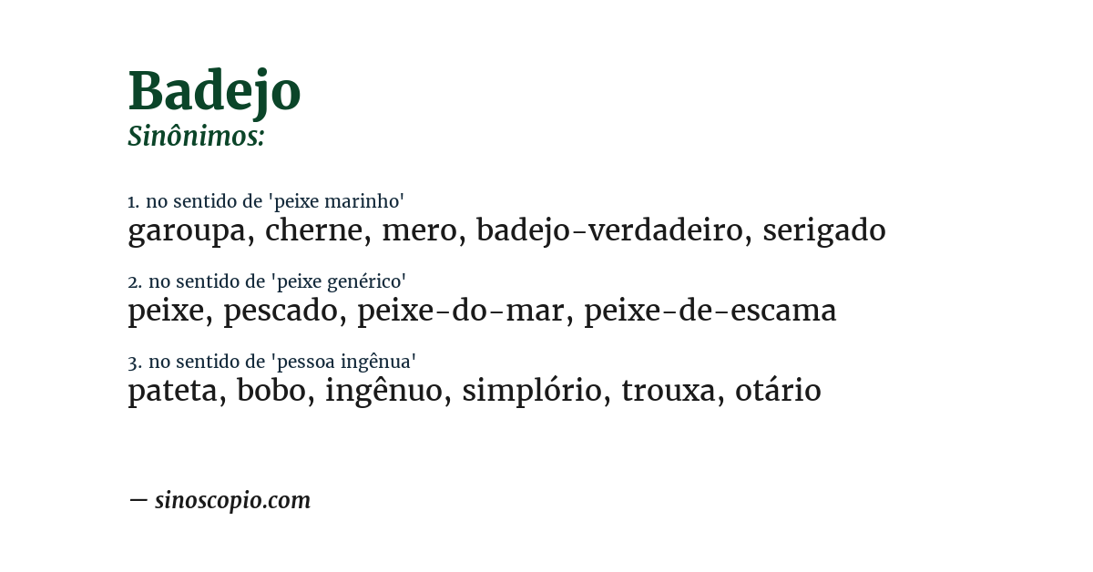 Sinônimo de badejo