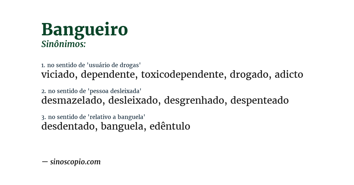 Sinônimo de bangueiro