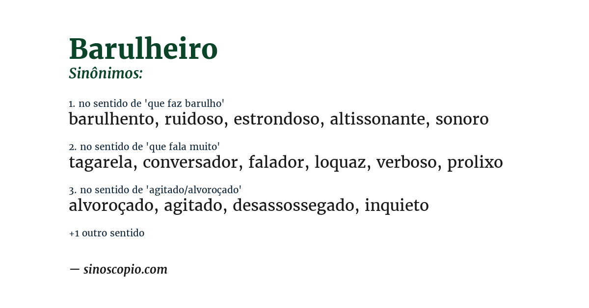 Sinônimo de barulheiro