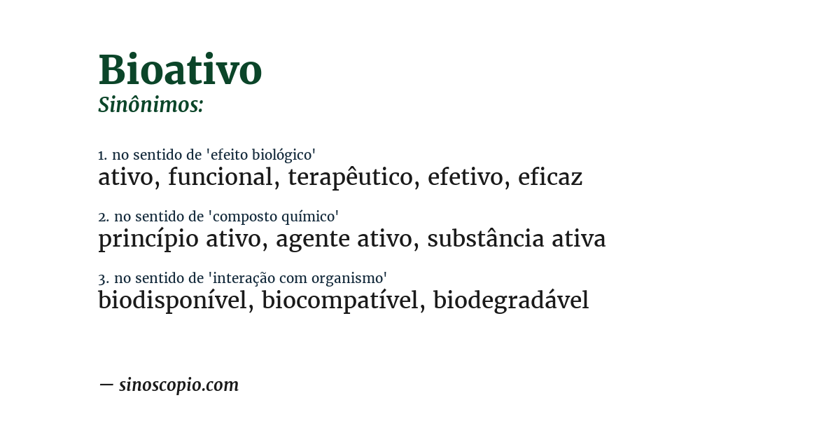 Sinônimo de bioativo
