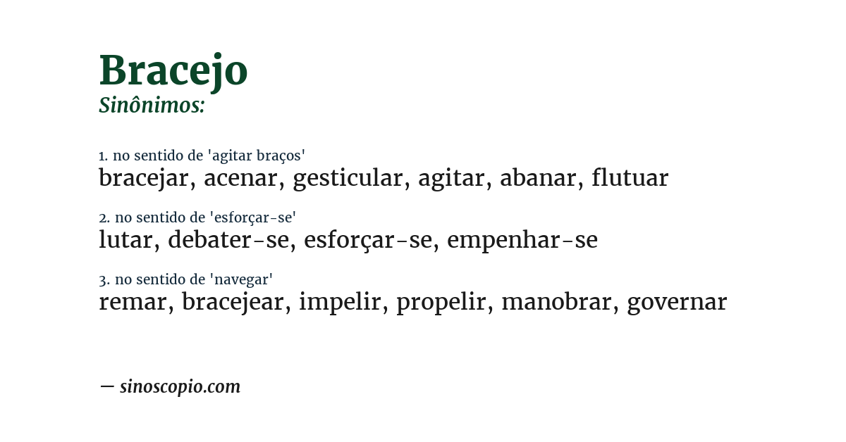 Sinônimo de bracejo