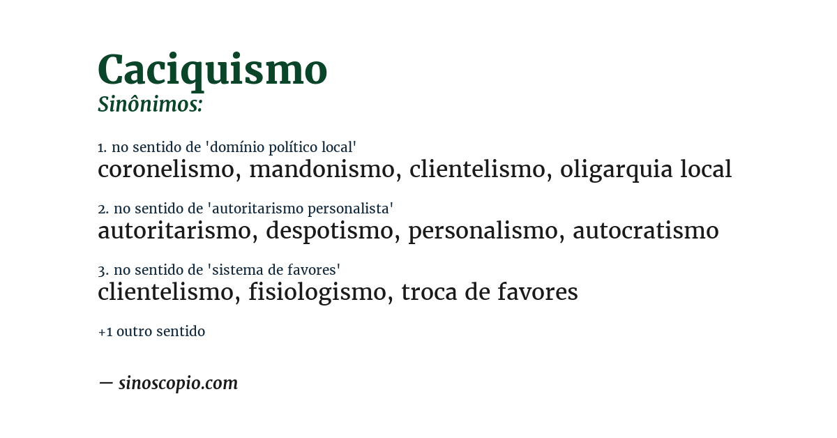 Sinônimo de caciquismo