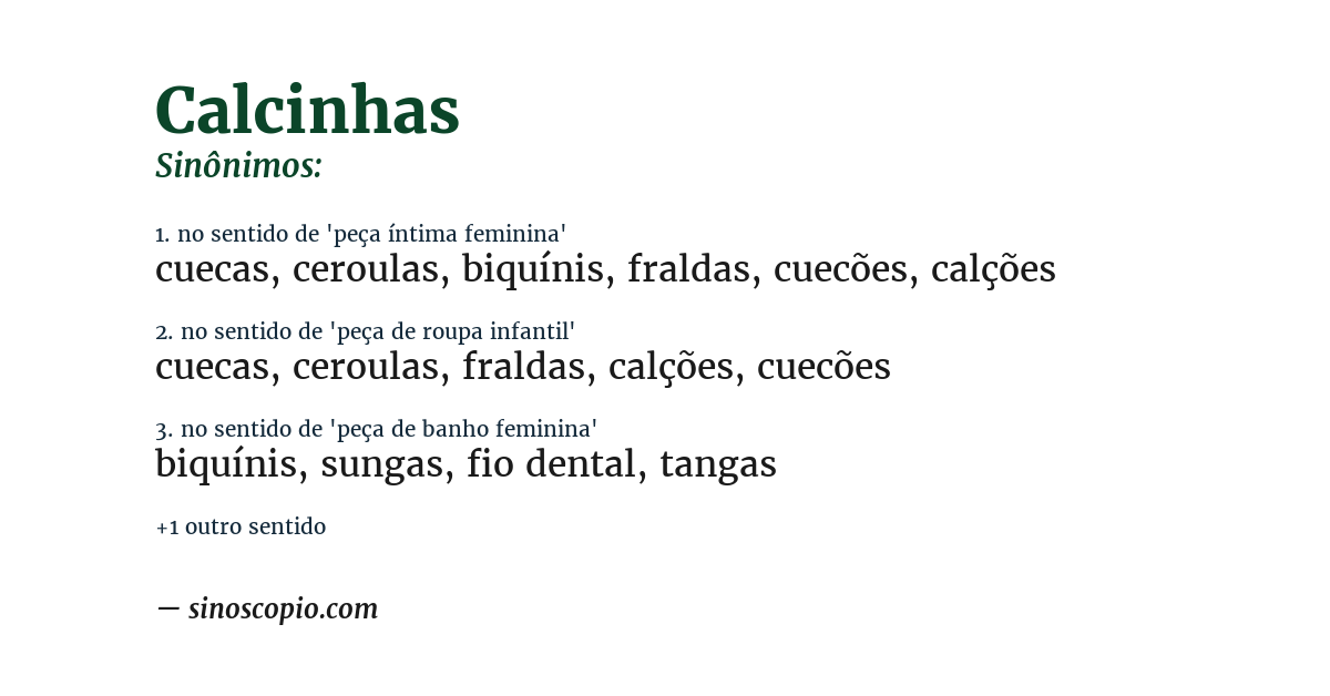 Sinônimo de calcinhas