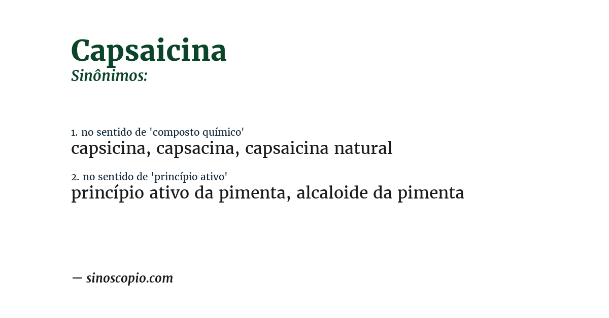 Sinônimo de capsaicina
