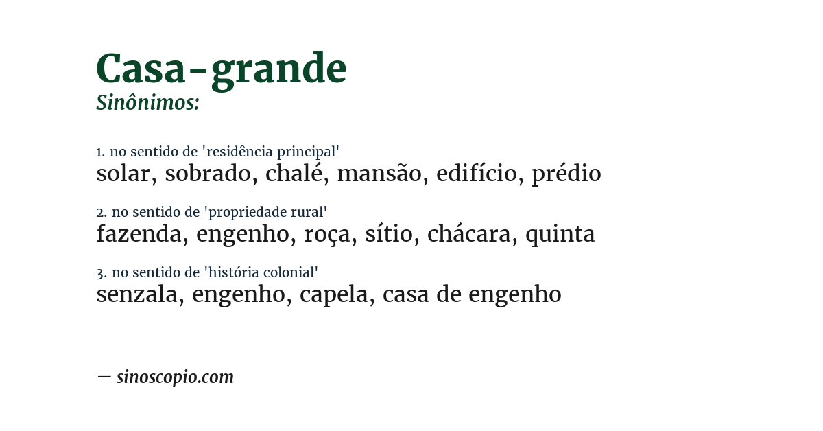 Sinônimo de casa-grande