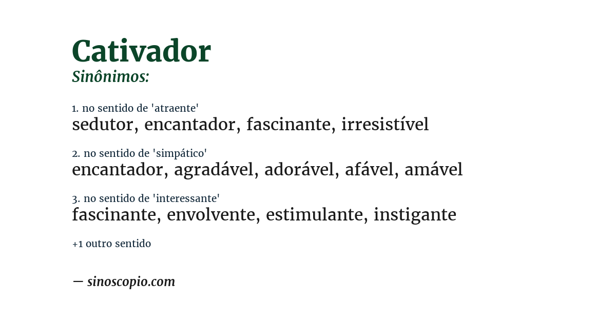 Sinônimo de cativador