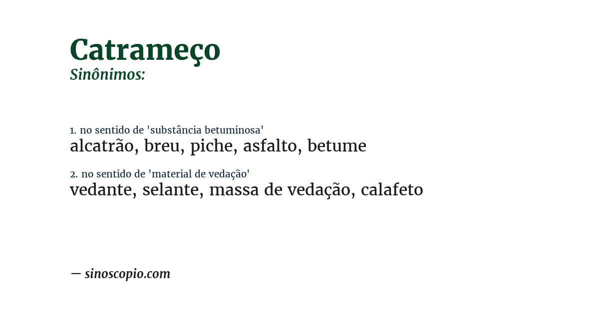 Sinônimo de catrameço