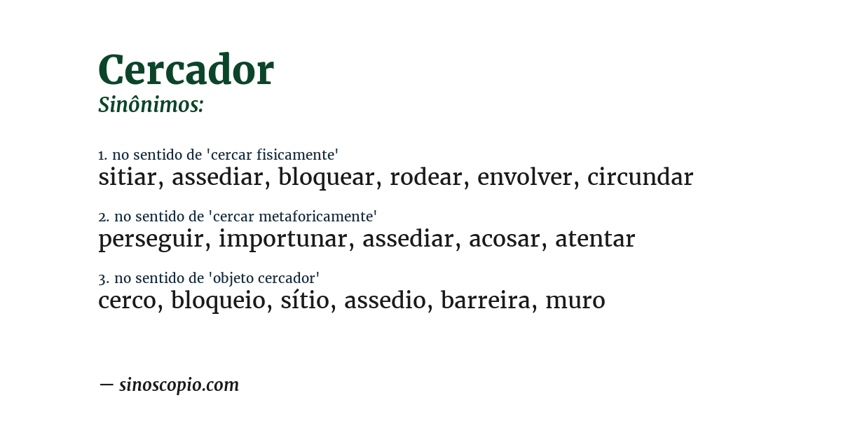 Sinônimo de cercador