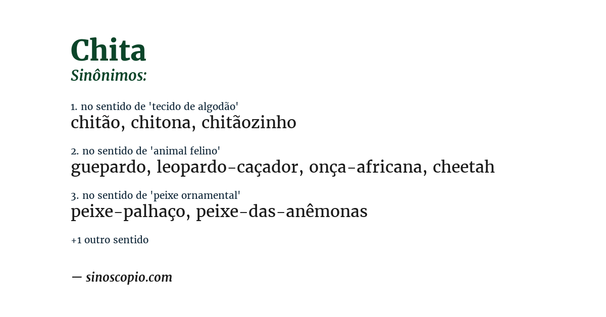 Sinônimo de chita
