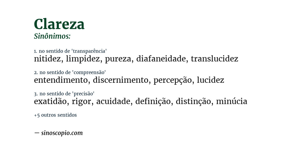 Sinônimo de clareza