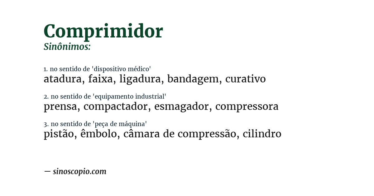 Sinônimo de comprimidor