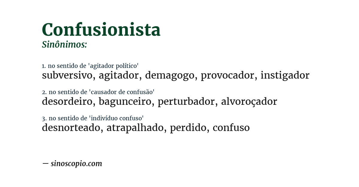 Sinônimo de confusionista