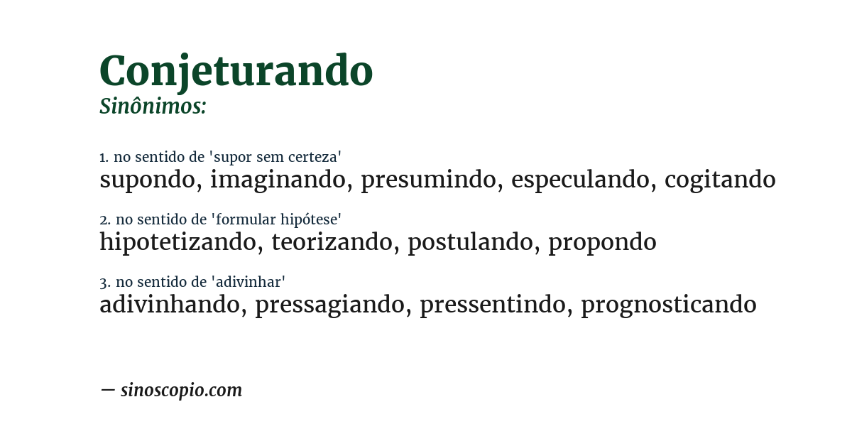 Sinônimo de conjeturando