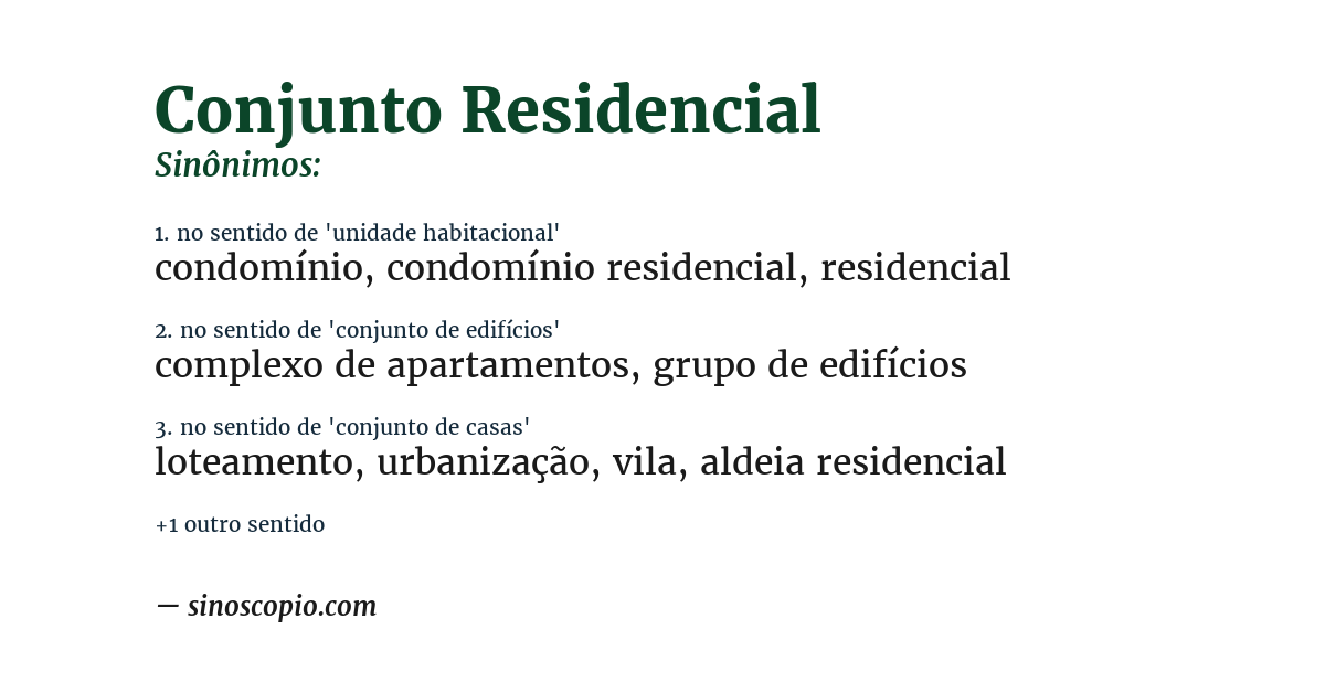 Sinônimo de conjunto residencial