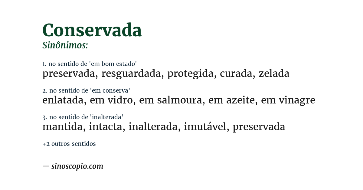 Sinônimo de conservada