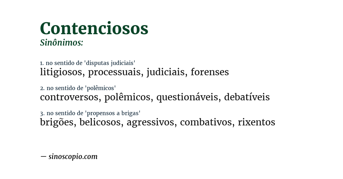 Sinônimo de contenciosos