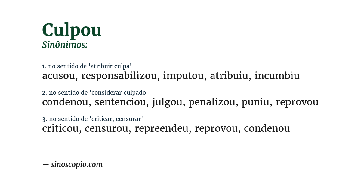 Sinônimo de culpou