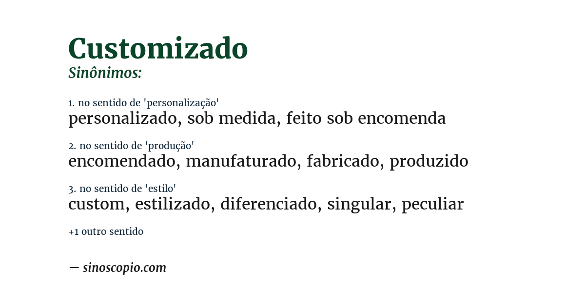 Sinônimo de customizado
