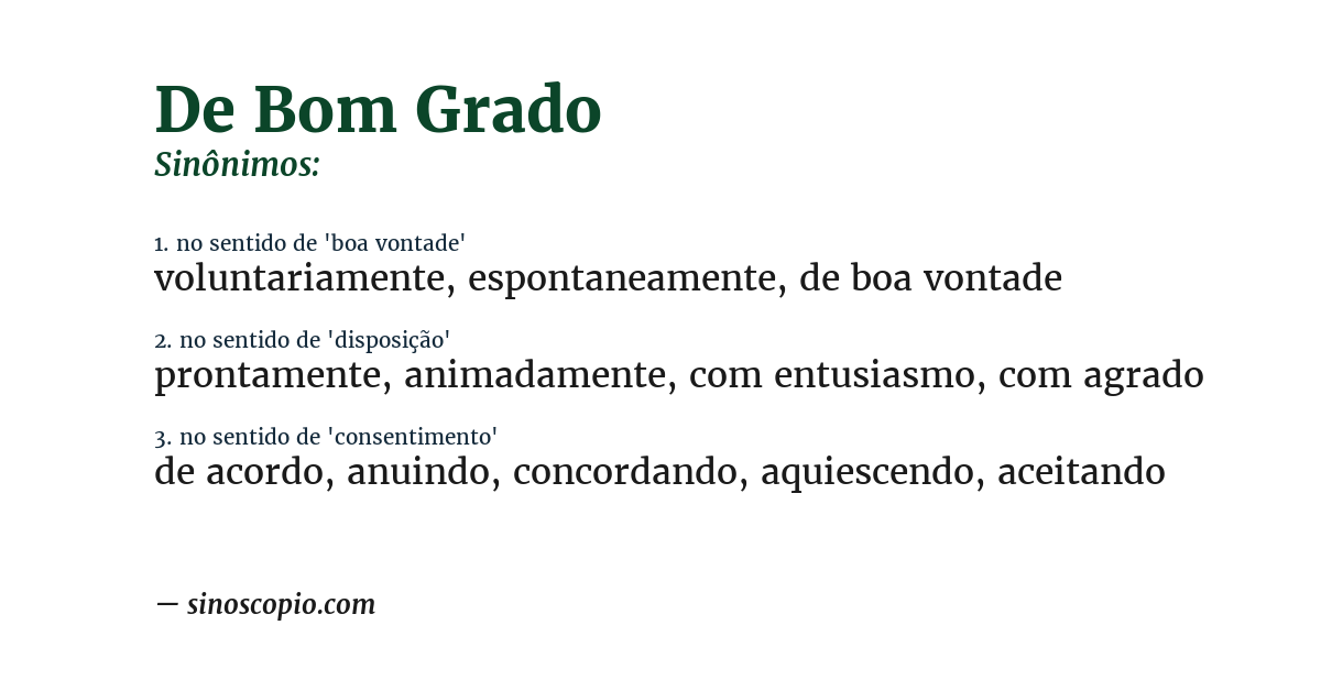 Sinônimo de de bom grado