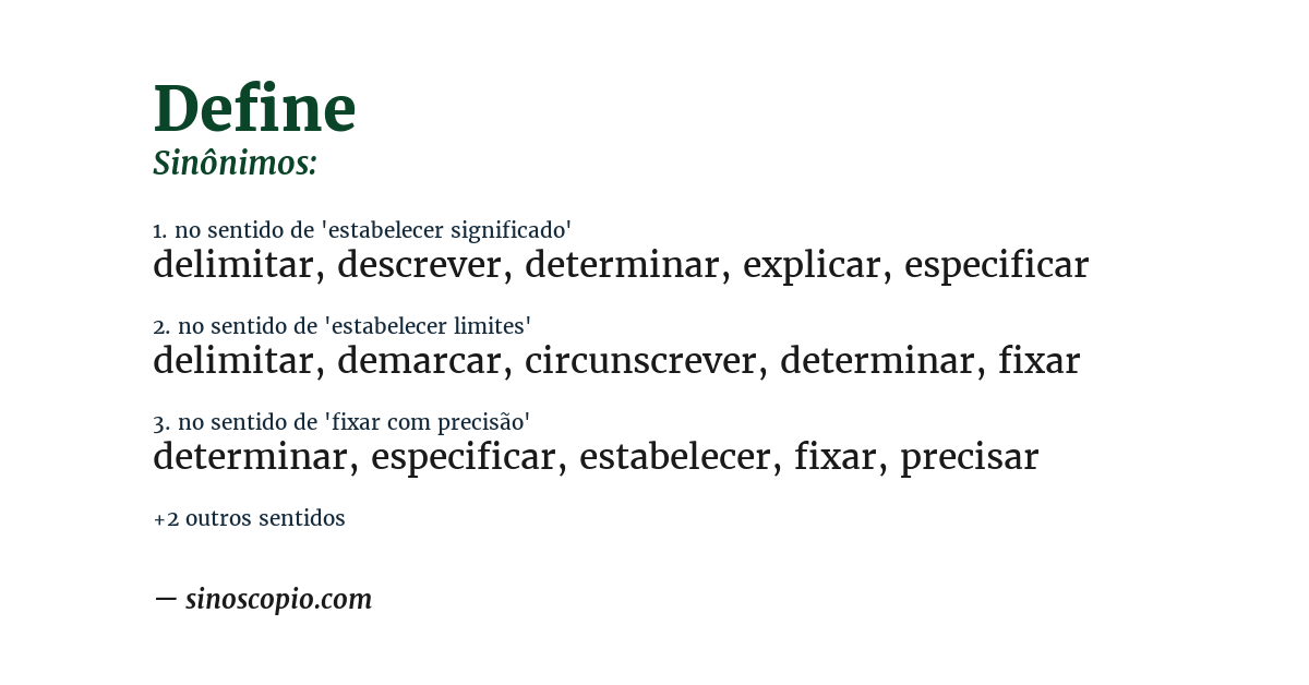 Sinônimo de define