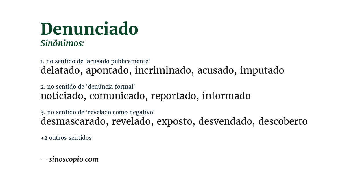 Sinônimo de denunciado