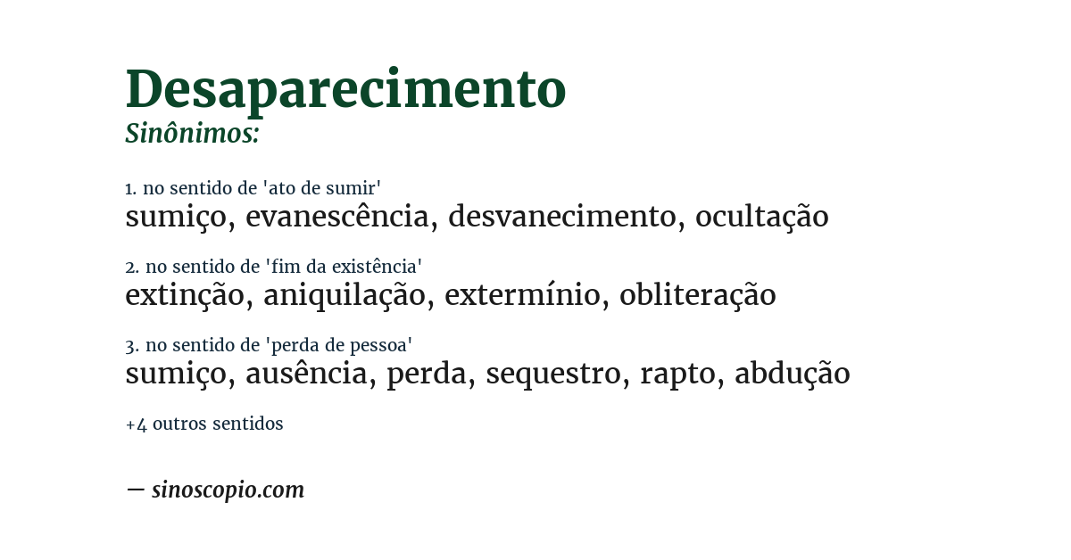 Sinônimo de desaparecimento