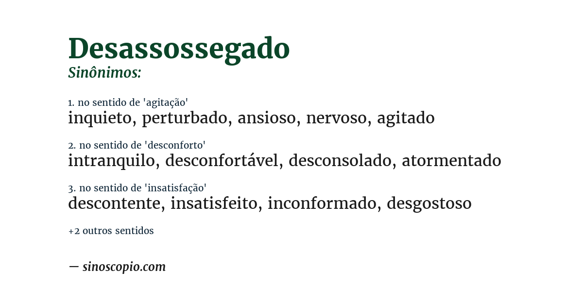 Sinônimo de desassossegado